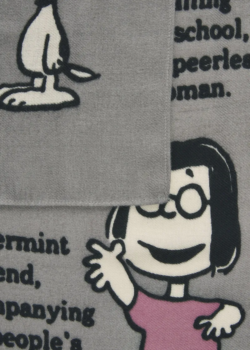 PRINTED SCARF POLYESTER TWILL PEANUTS CHARACTERS grau-70X180CM, grau