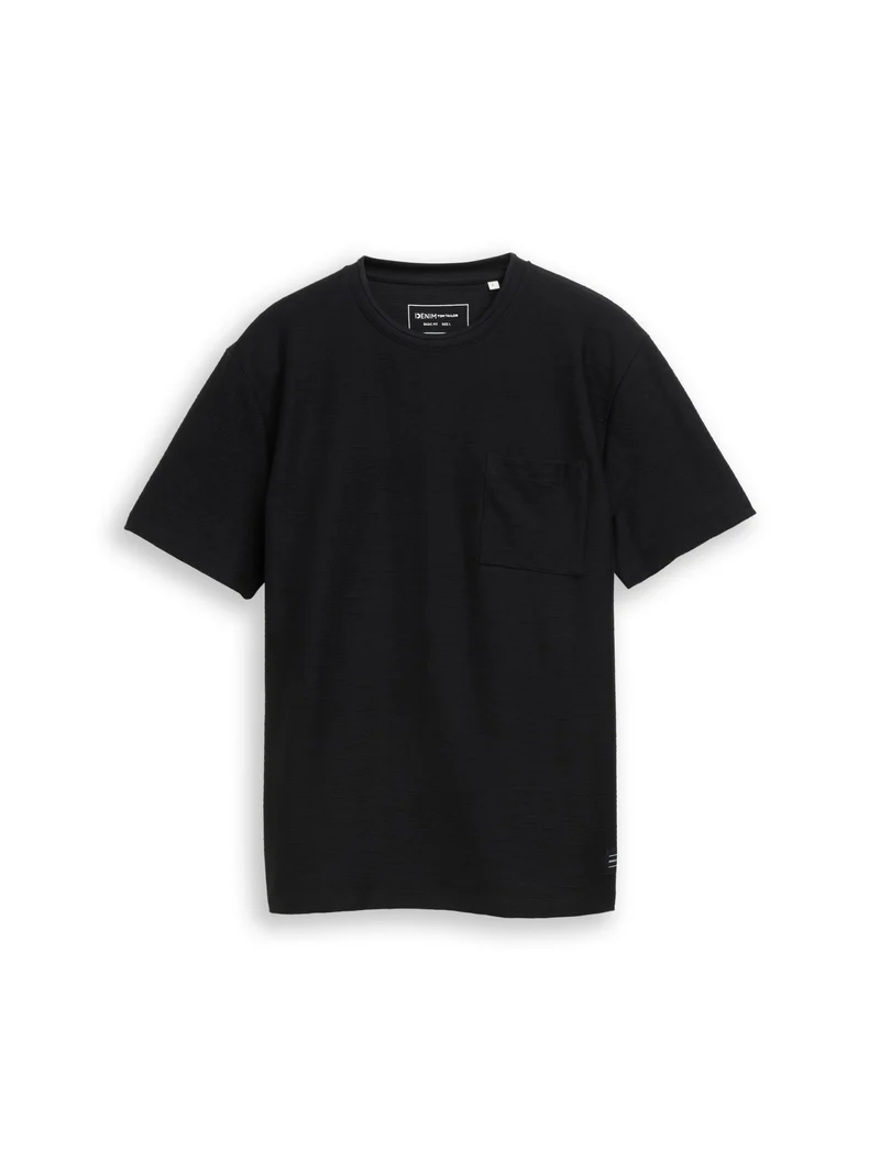 structured t-shirt with pocket, Black