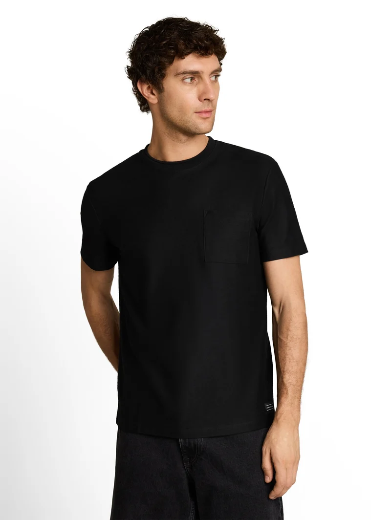 structured t-shirt with pocket, Black