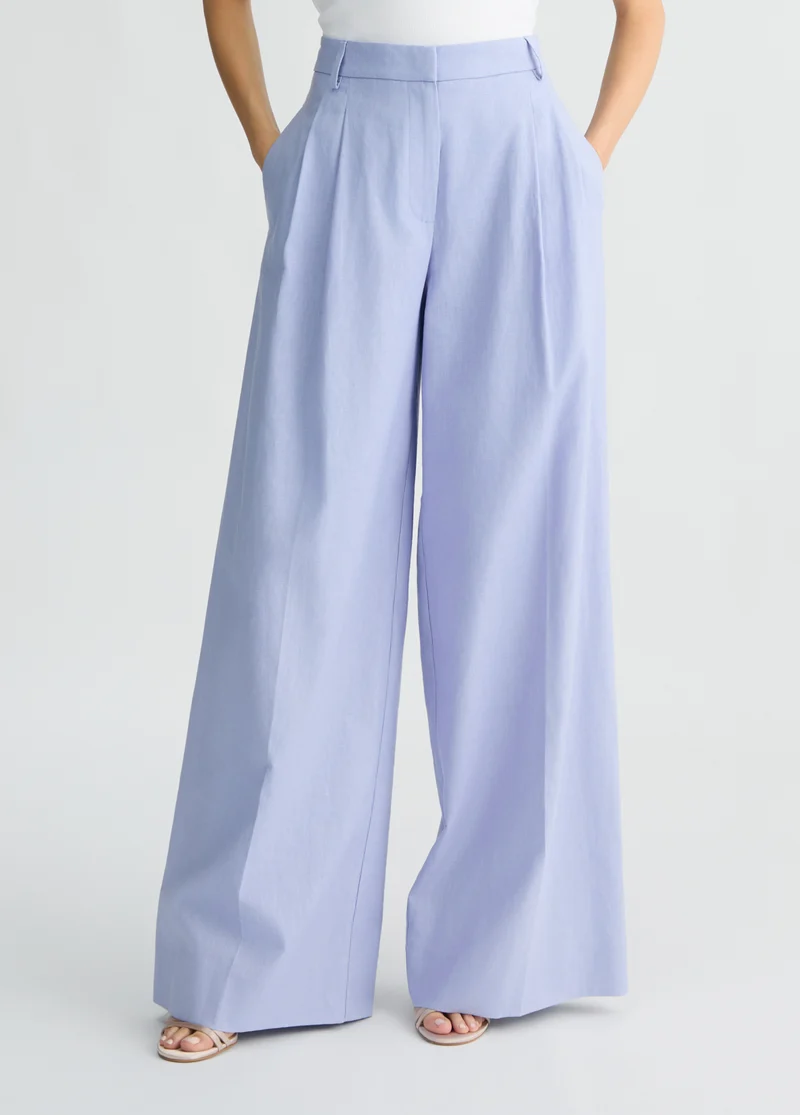 Linen and Cotton Palazzo Trousers