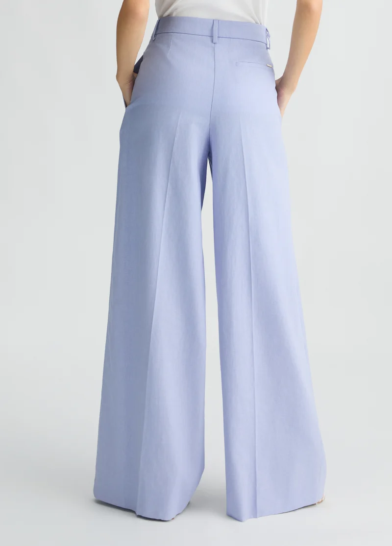 Linen and Cotton Palazzo Trousers