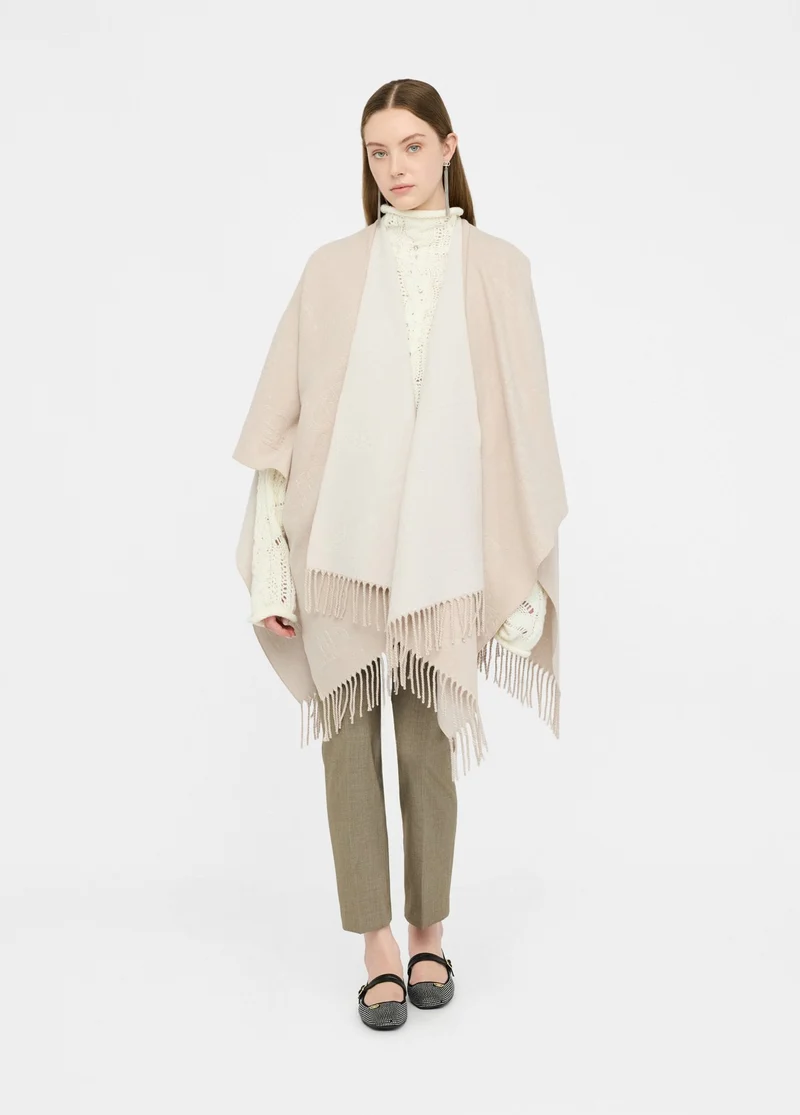 Poncho with Logo and Fringes