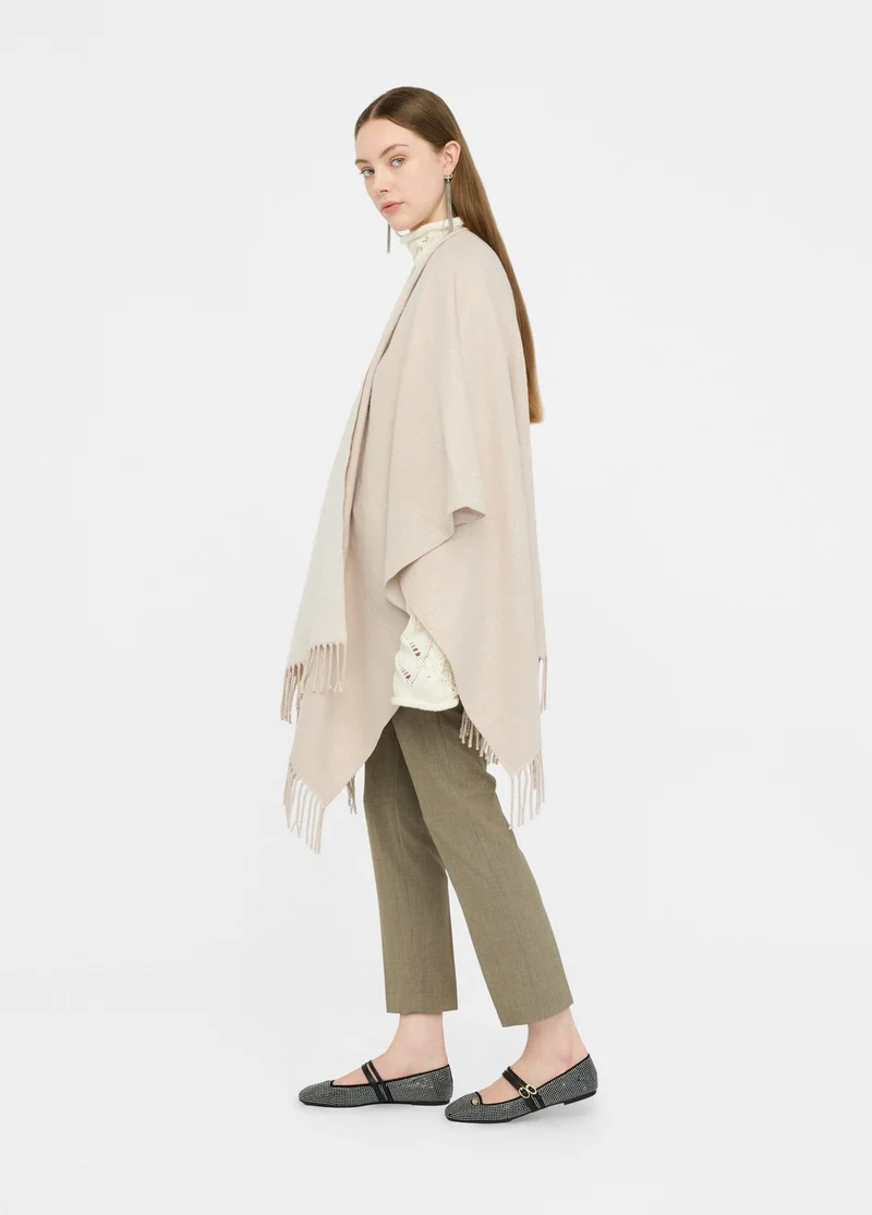 Poncho with Logo and Fringes