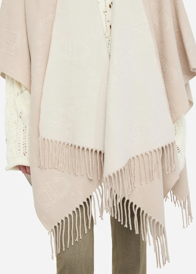 Poncho with Logo and Fringes