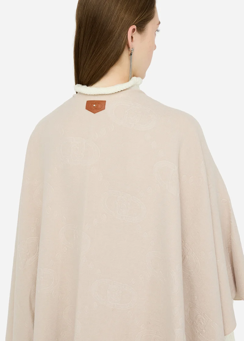 Poncho with Logo and Fringes