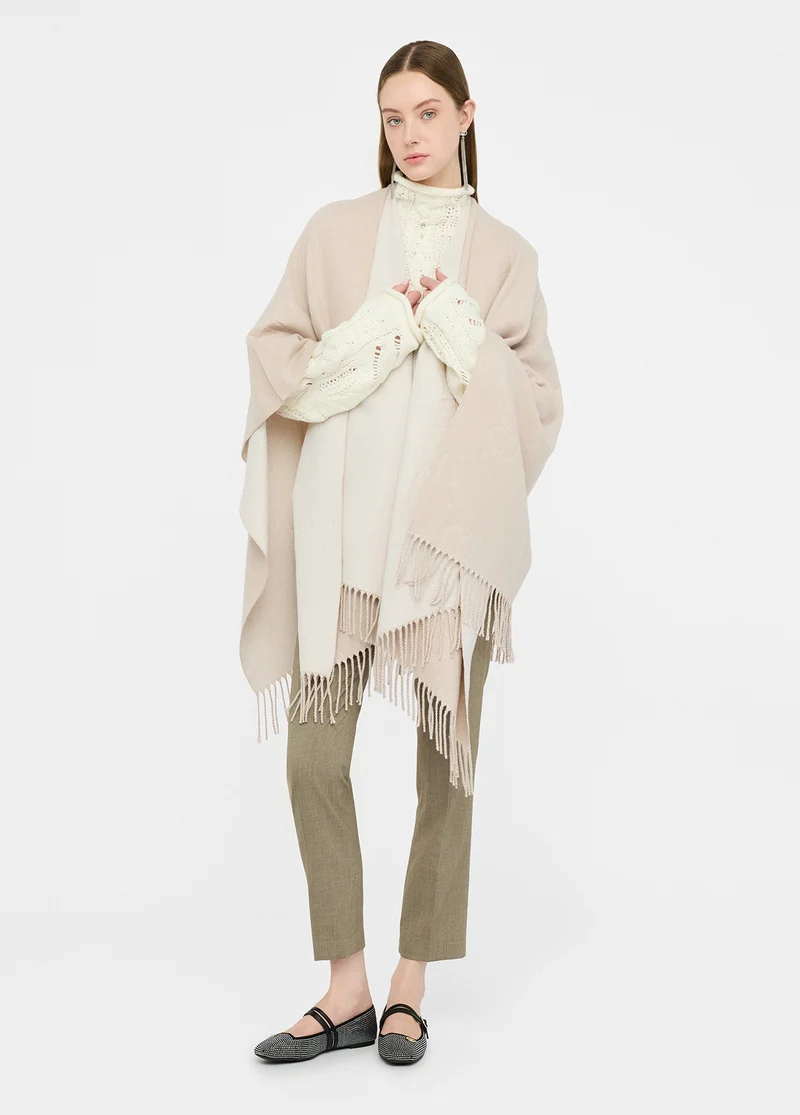 Poncho with Logo and Fringes