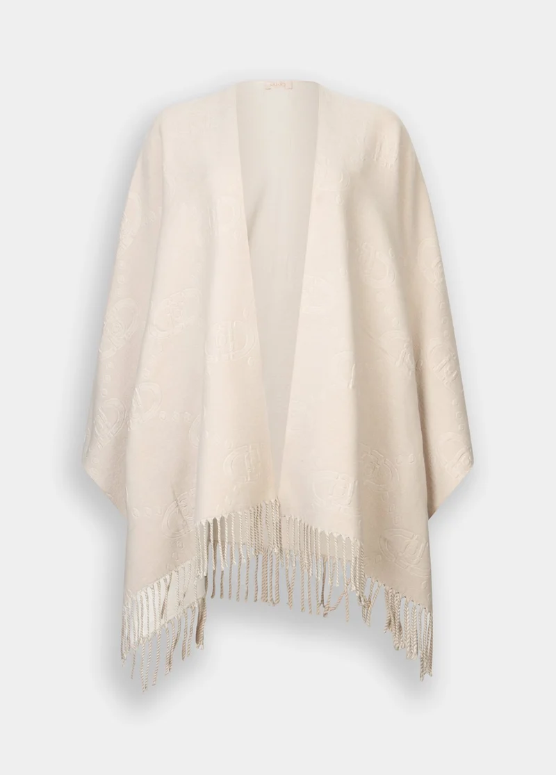 Poncho with Logo and Fringes