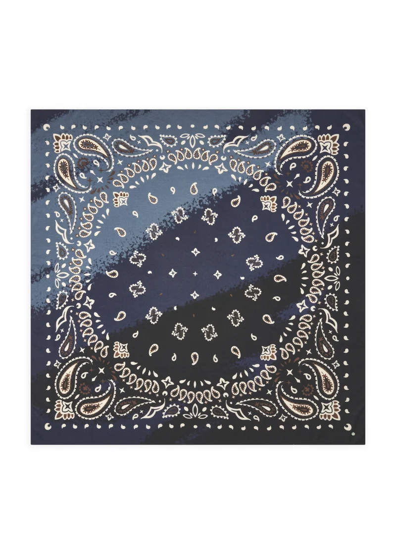 PRINTED SQUARE POLYESTER PAISLEY blau-120X120CM, blau