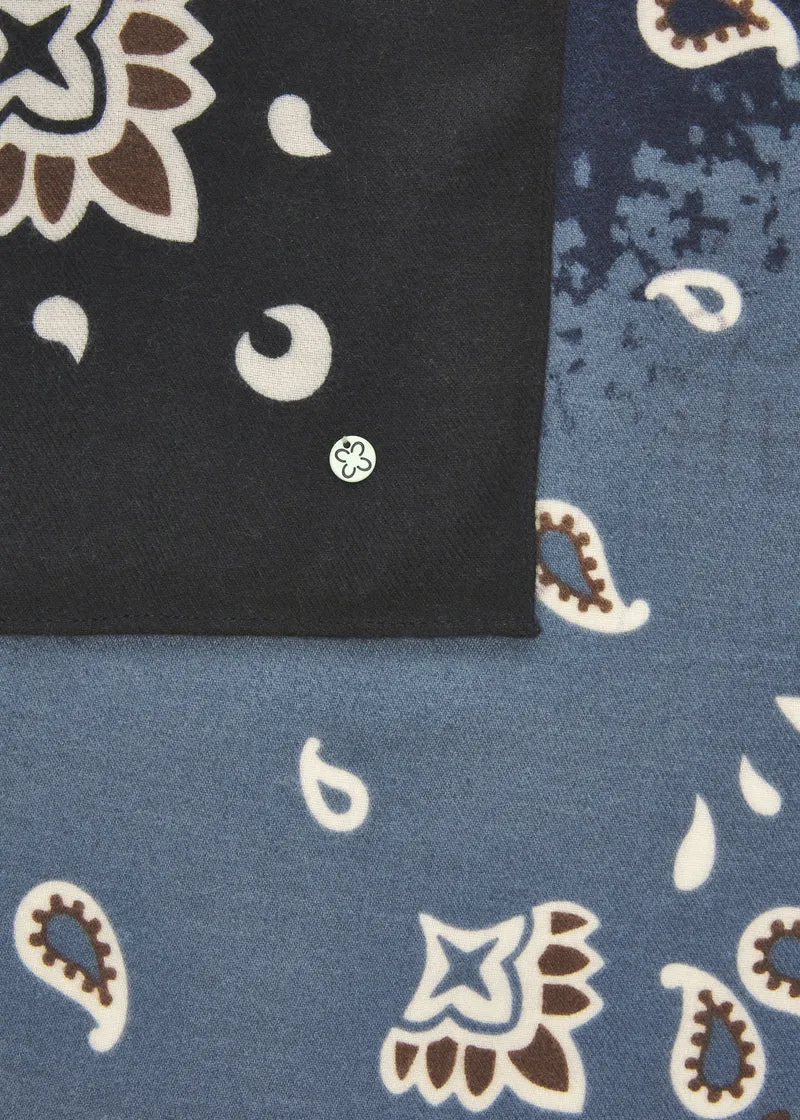 PRINTED SQUARE POLYESTER PAISLEY blau-120X120CM, blau