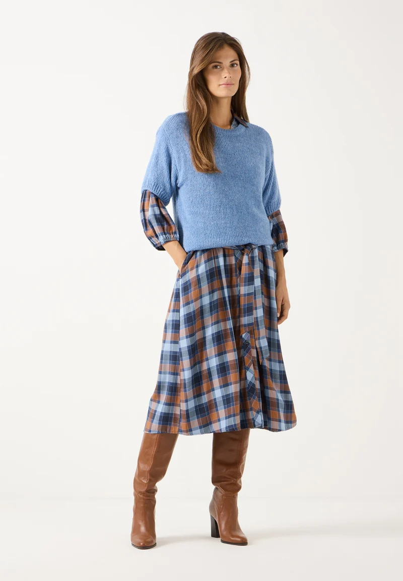 Cape-Pullover, 3/4 Sleeve, autumn blue