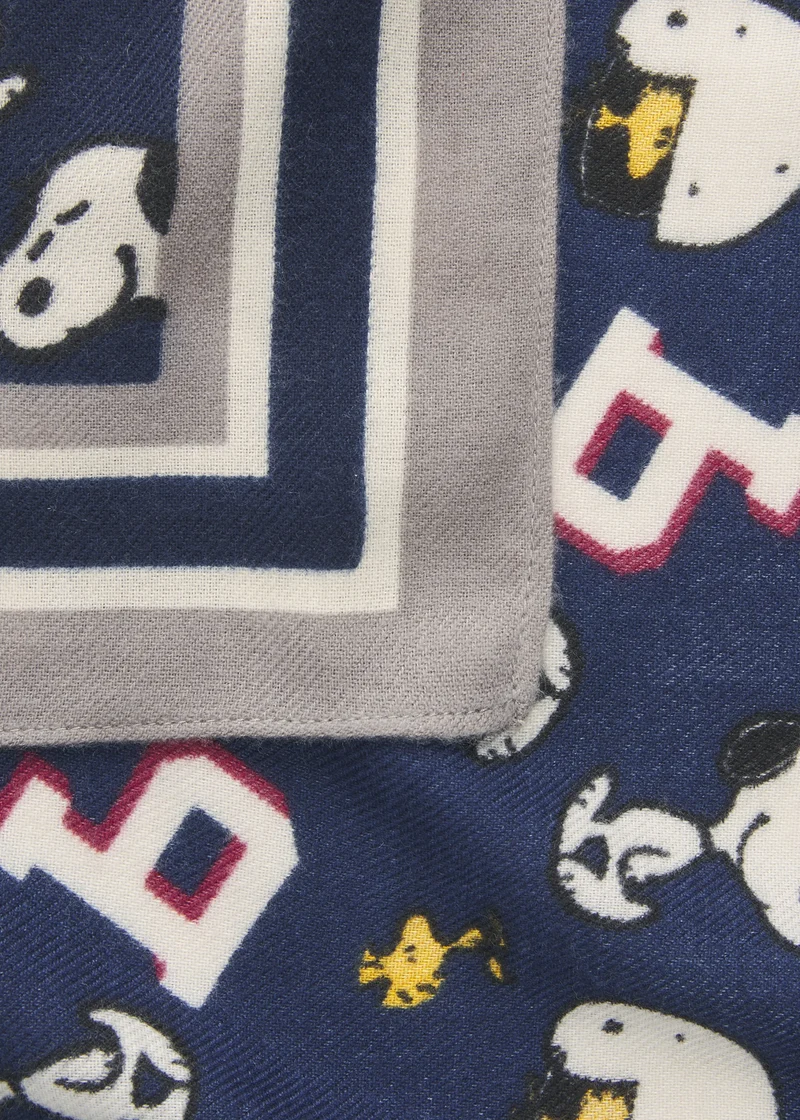 PRINTED SQUARE POLYESTER TWILL SNOOPY WOODSTOCK blau-120X120CM, blau