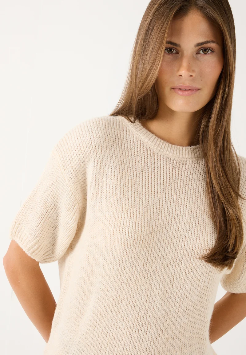 Cape-Pullover, 3/4 Sleeve, powder cream