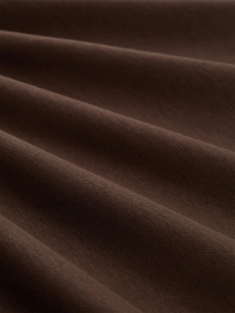 solid crew neck sweatshirt, cool dark brown