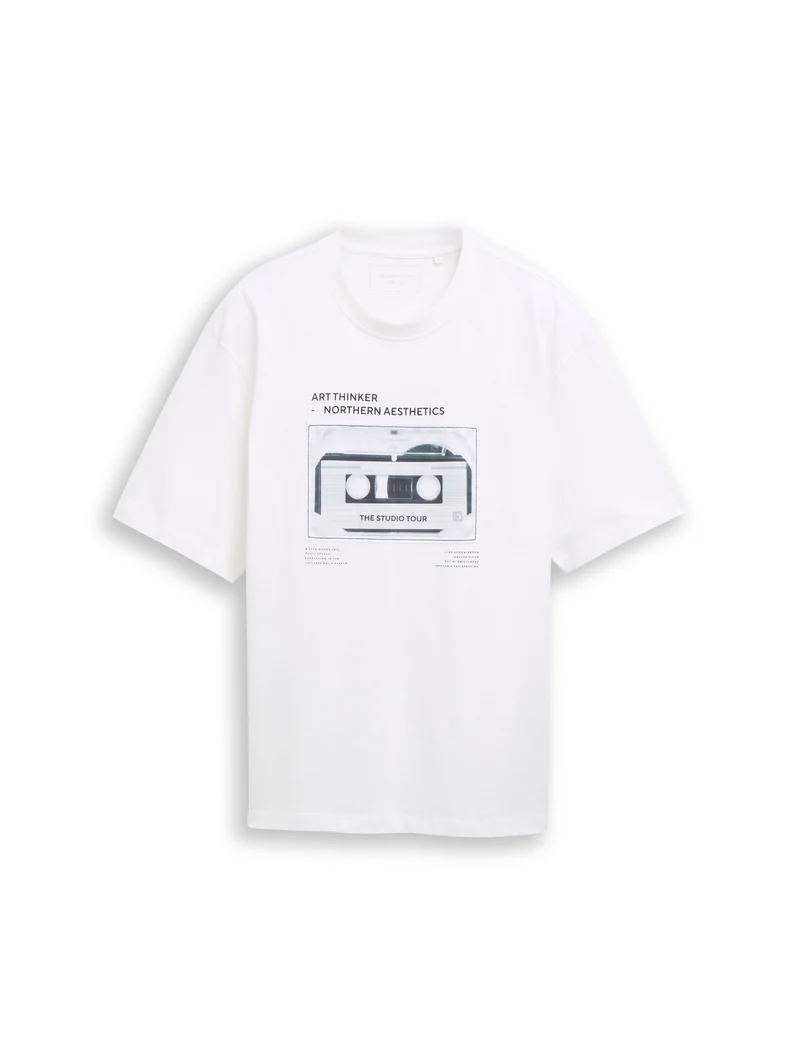 relaxed applicated print t-shi, White