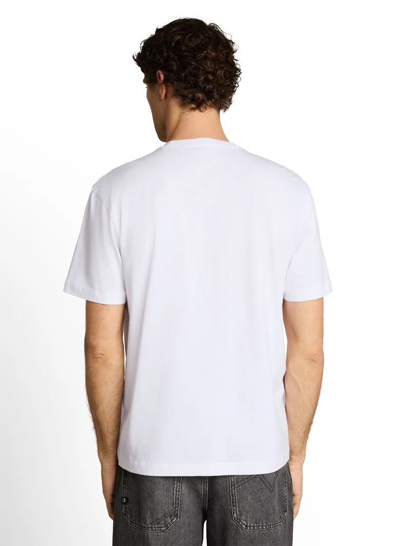 relaxed applicated print t-shi, White