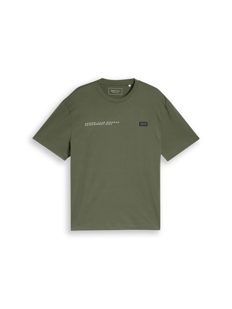 relaxed applicated print t-shi, urban olive green
