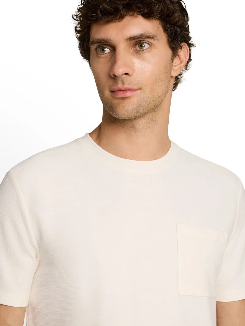 structured t-shirt with pocket, Gardenia White