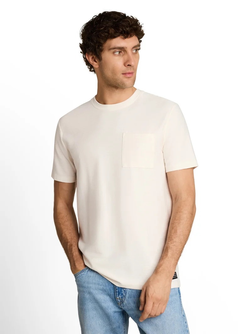 structured t-shirt with pocket, Gardenia White