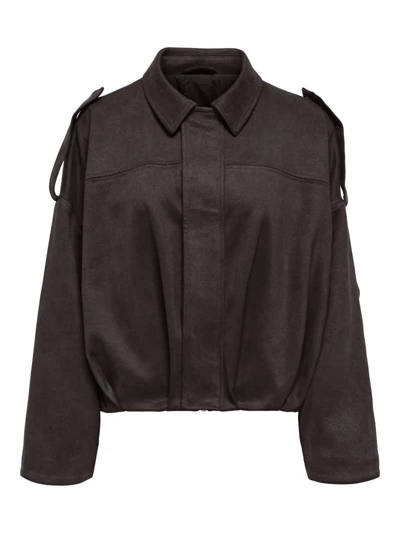 ONLMOON-STINA FAUX SUEDE BOMBER PNT, Chocolate Torte