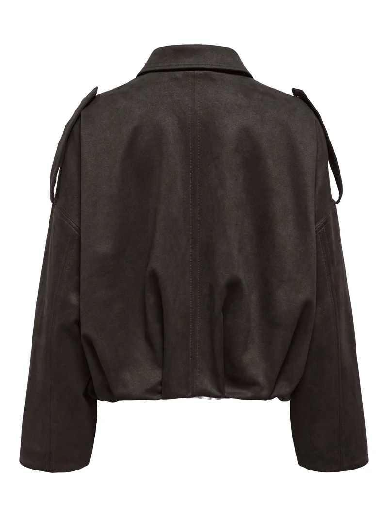 ONLMOON-STINA FAUX SUEDE BOMBER PNT, Chocolate Torte