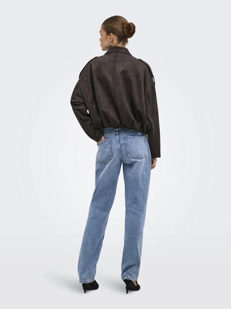 ONLMOON-STINA FAUX SUEDE BOMBER PNT, Chocolate Torte