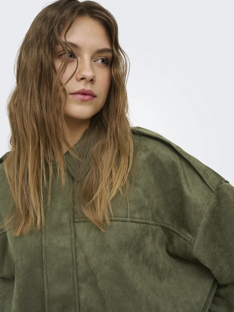 ONLMOON-STINA FAUX SUEDE BOMBER PNT, Grape Leaf
