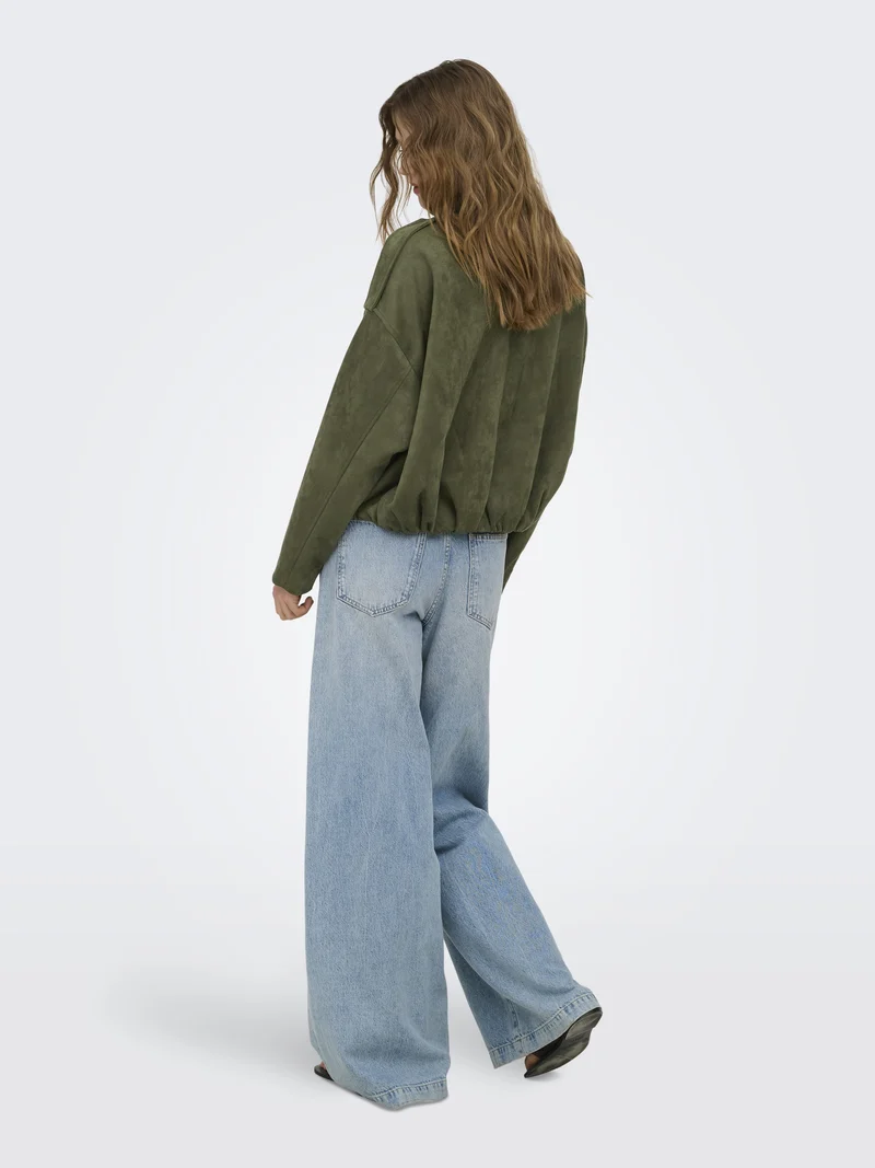 ONLMOON-STINA FAUX SUEDE BOMBER PNT, Grape Leaf