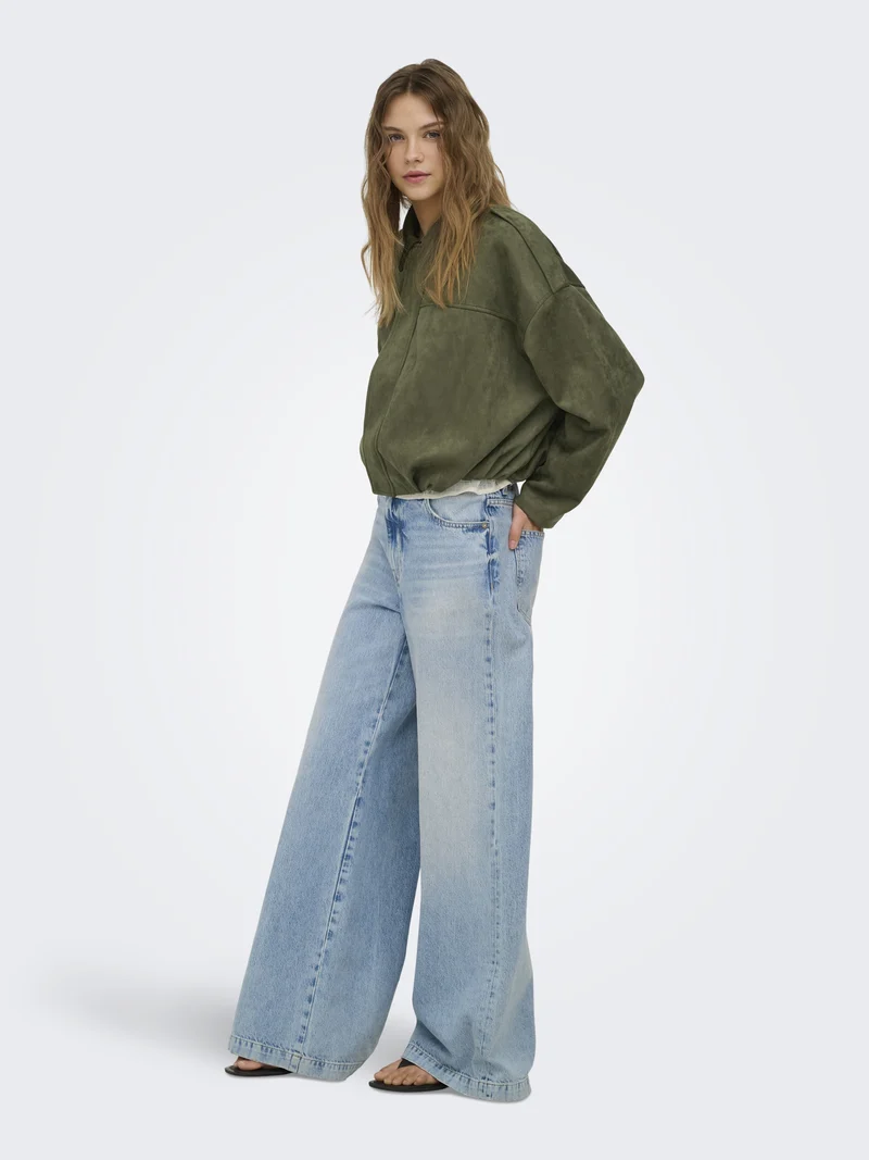 ONLMOON-STINA FAUX SUEDE BOMBER PNT, Grape Leaf