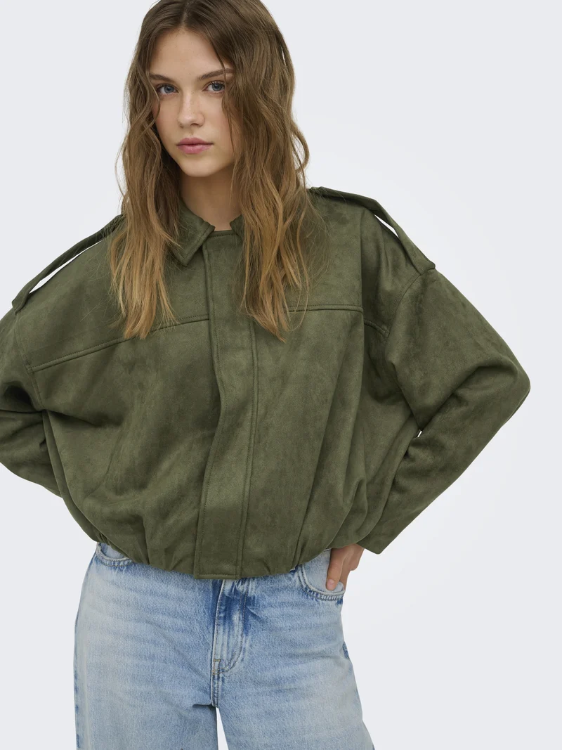 ONLMOON-STINA FAUX SUEDE BOMBER PNT, Grape Leaf