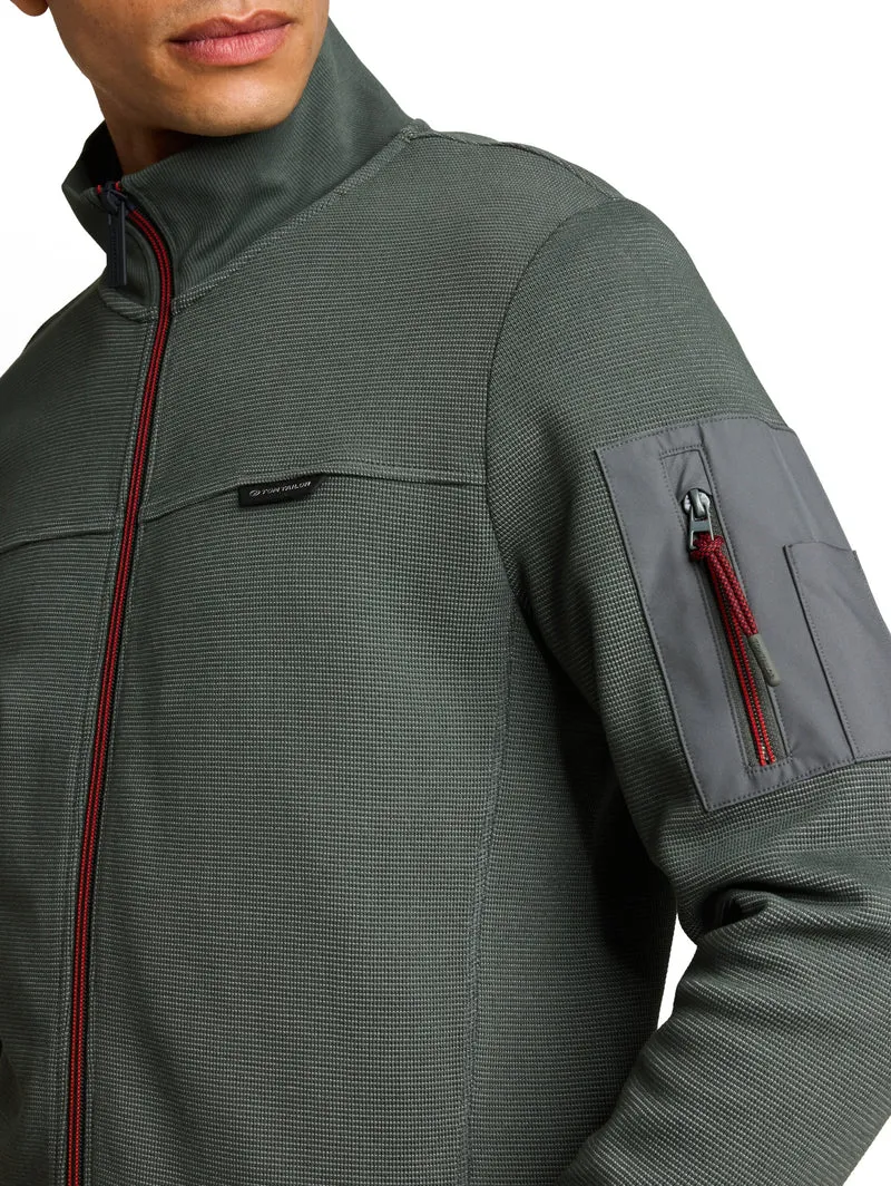 structured stand-up sweat jack, Darkest Olive