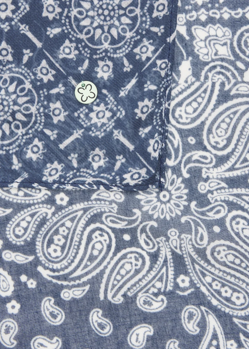 PRINTED SCARF RECYCLED POLYESTER BANDANAPRINT blau-55X180CM, blau