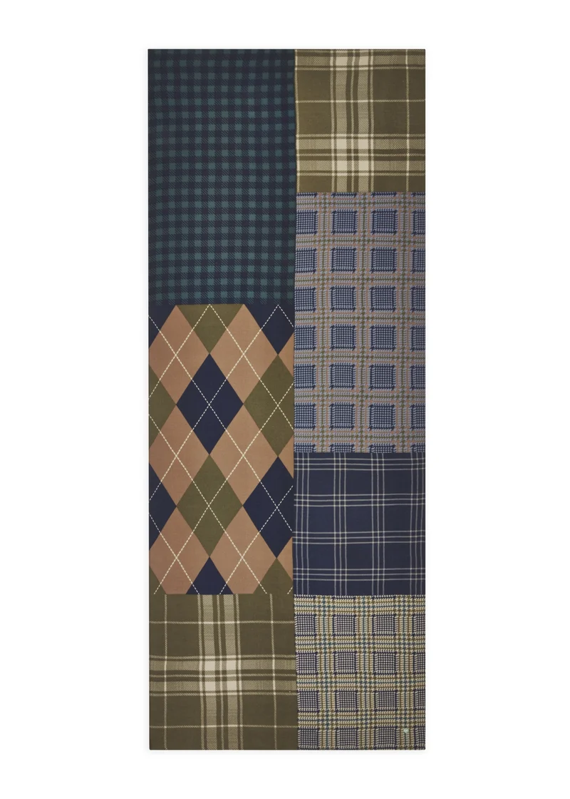 PRINTED SCARF POLYESTER CHECK MIX blau-70X180CM, blau