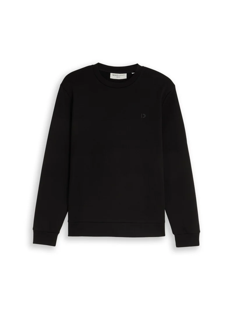solid crew neck sweatshirt, Black