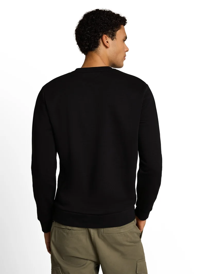 solid crew neck sweatshirt, Black
