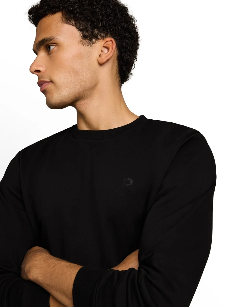 solid crew neck sweatshirt, Black