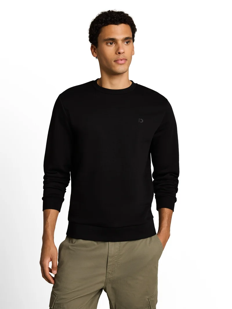 solid crew neck sweatshirt, Black