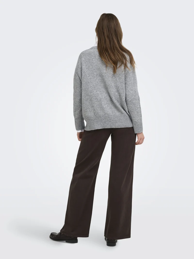 ONLALIVIA LS HIGH-LOW O-NECK NOOS K, Medium Grey Melange