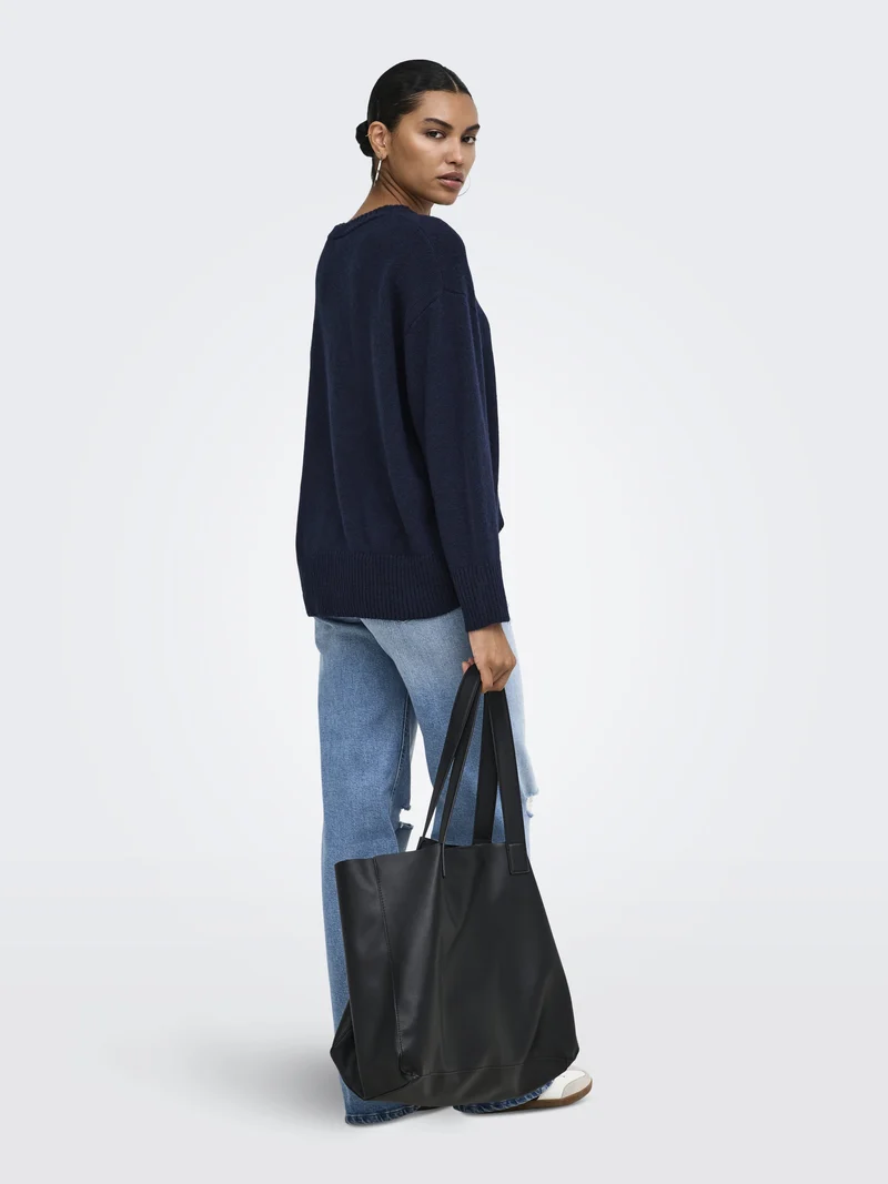 ONLALIVIA LS HIGH-LOW O-NECK NOOS K, Night Sky/Melange