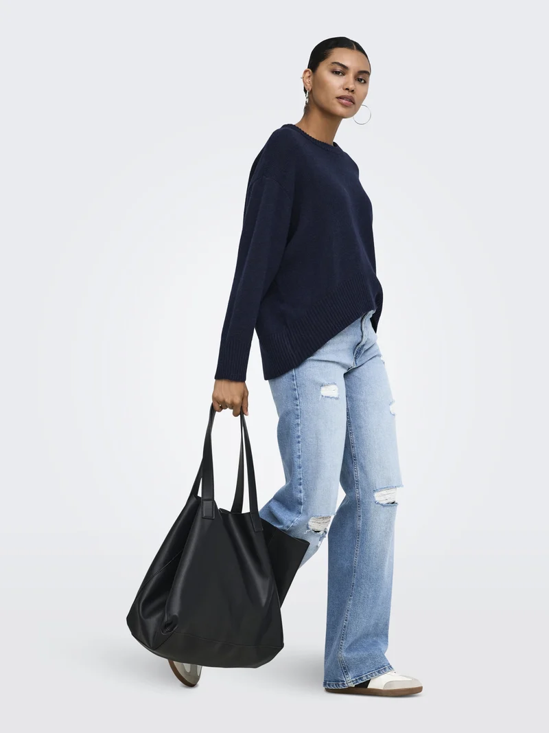 ONLALIVIA LS HIGH-LOW O-NECK NOOS K, Night Sky/Melange