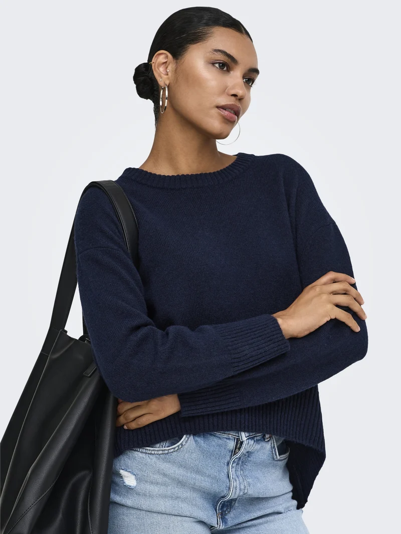 ONLALIVIA LS HIGH-LOW O-NECK NOOS K, Night Sky/Melange