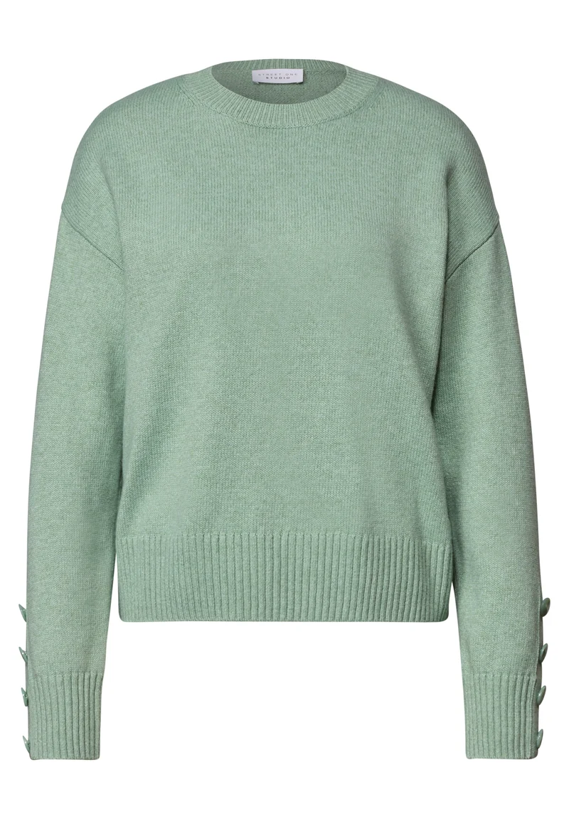 LTD QR Studio_Round neck sweat, grayed mint mel.