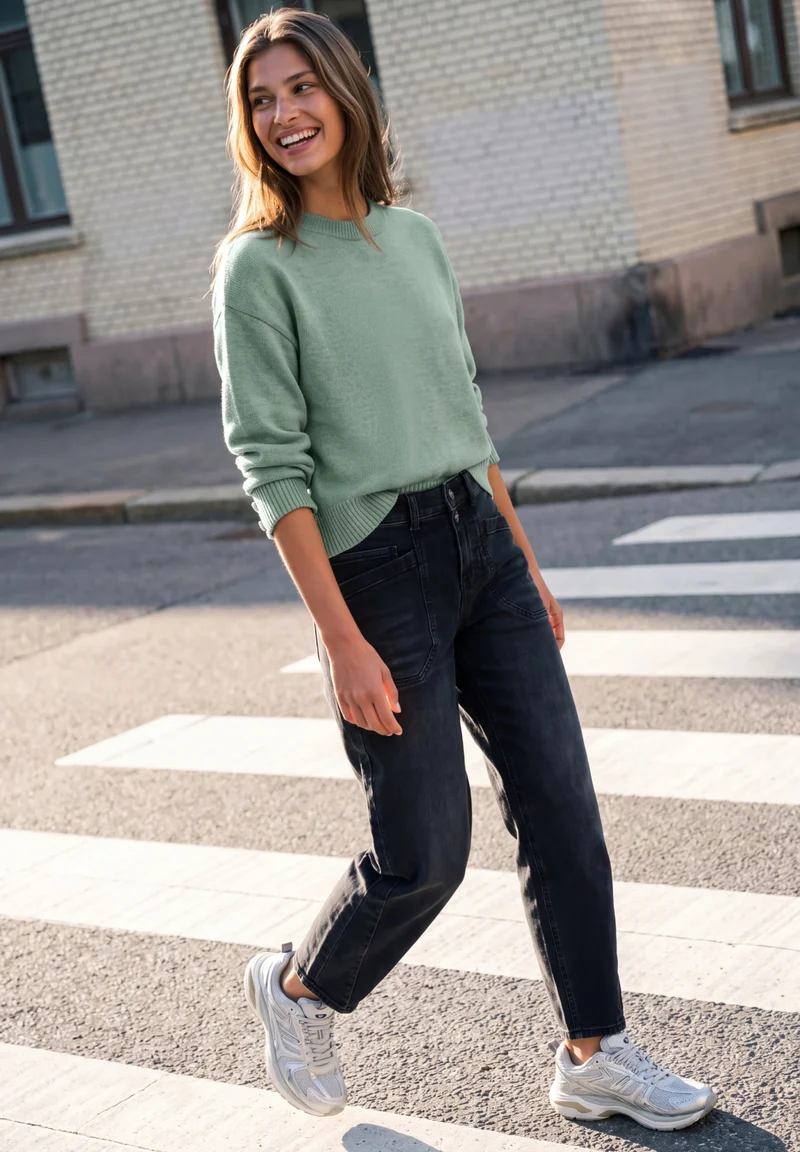 LTD QR Studio_Round neck sweat, grayed mint mel.