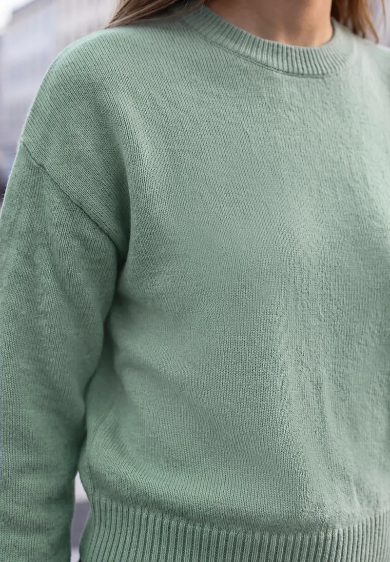 LTD QR Studio_Round neck sweat, grayed mint mel.