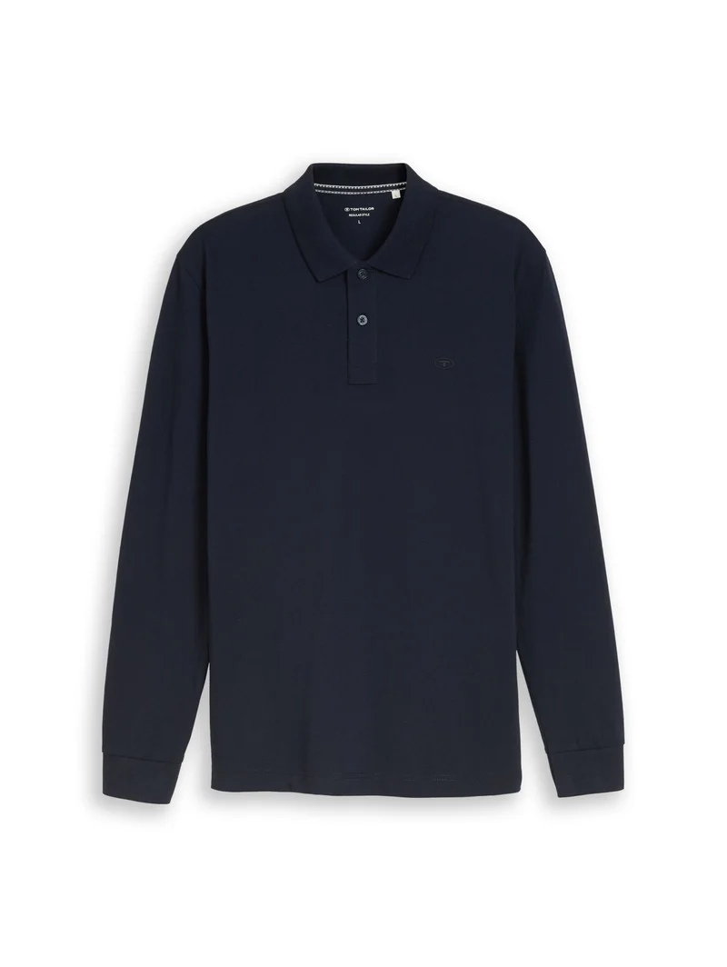 basic longsleeve polo, sky captain blue