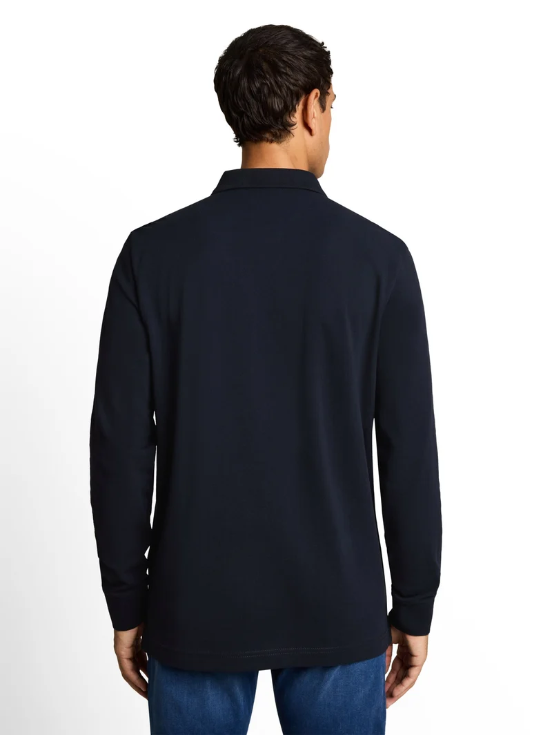 basic longsleeve polo, sky captain blue
