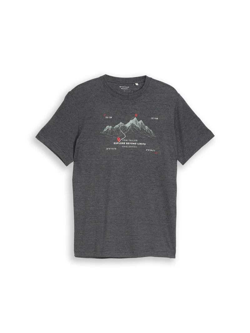 printed t-shirt, navy gardenia white injected