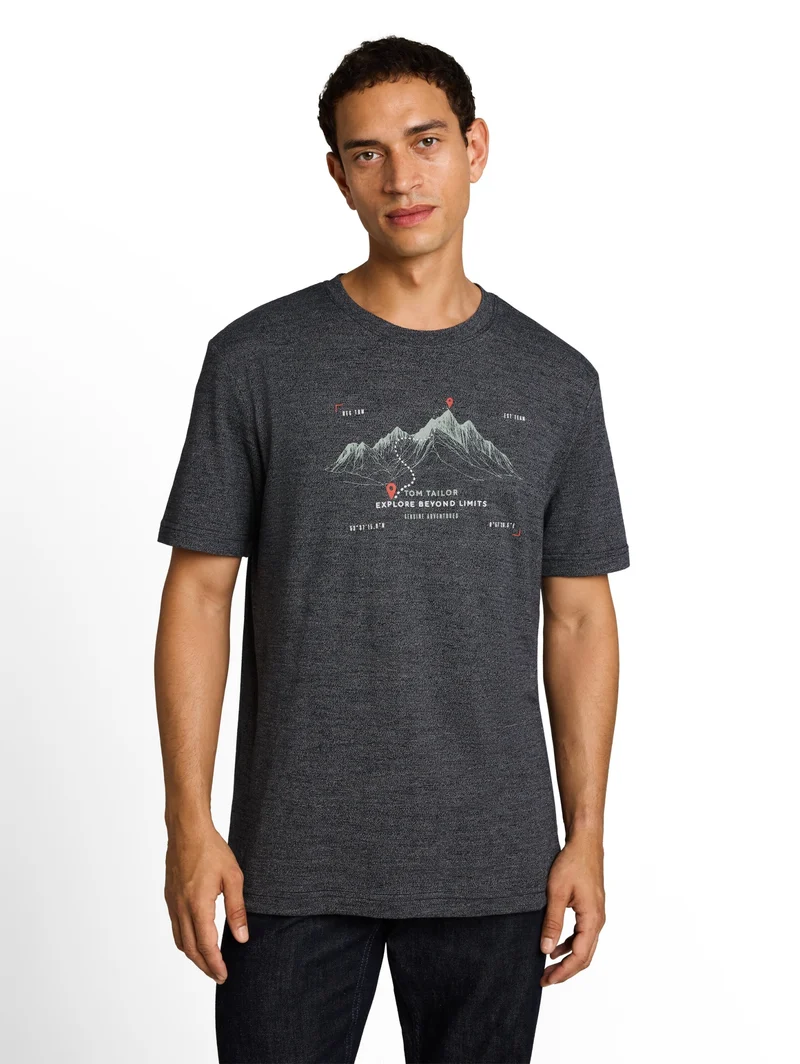 printed t-shirt, navy gardenia white injected
