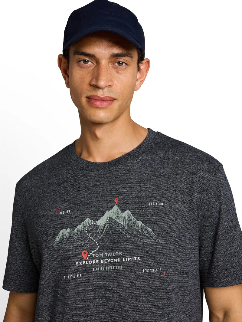 printed t-shirt, navy gardenia white injected