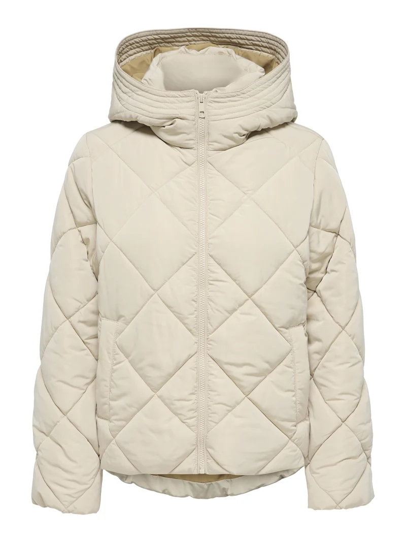 JDYVIOLET SHORT HOOD PUFFER OTW YFM, Silver Lining/CONTRAST KELP