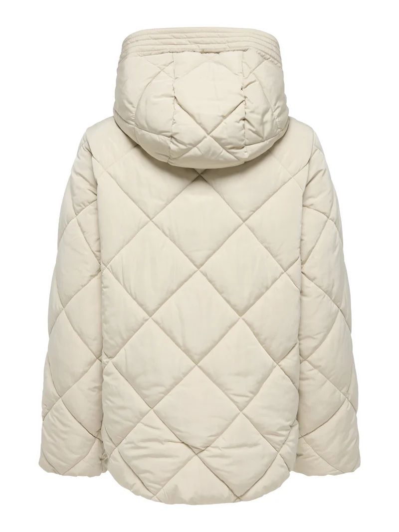 JDYVIOLET SHORT HOOD PUFFER OTW YFM, Silver Lining/CONTRAST KELP